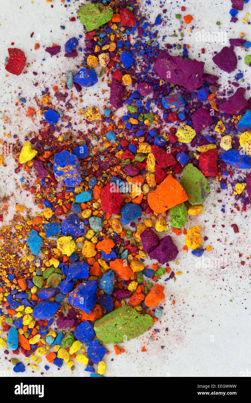 Colorful Pastel Chalk Crumbs Stock Photo