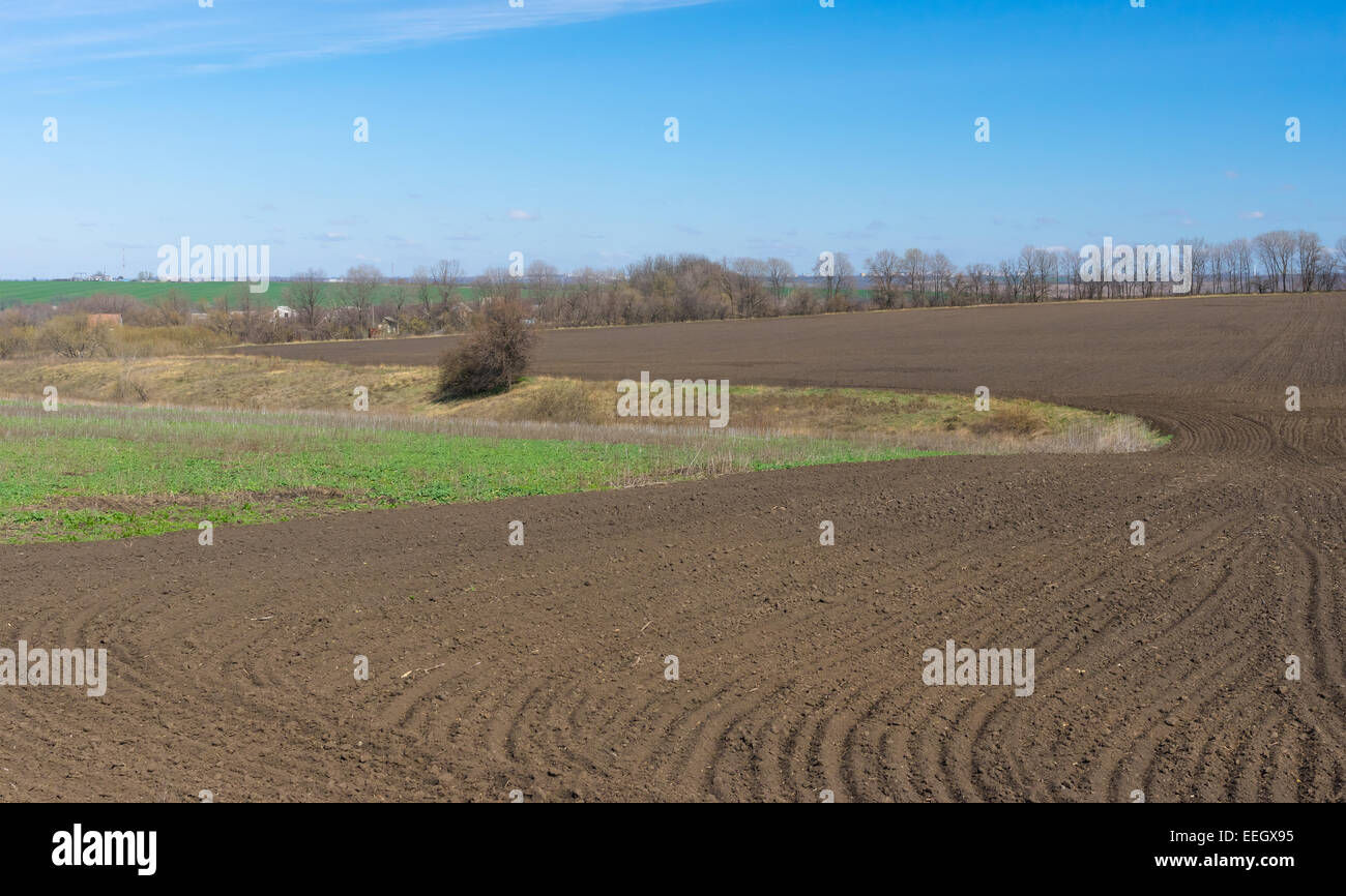 Ukrainian spring landscape with plough Stock Photo - Alamy