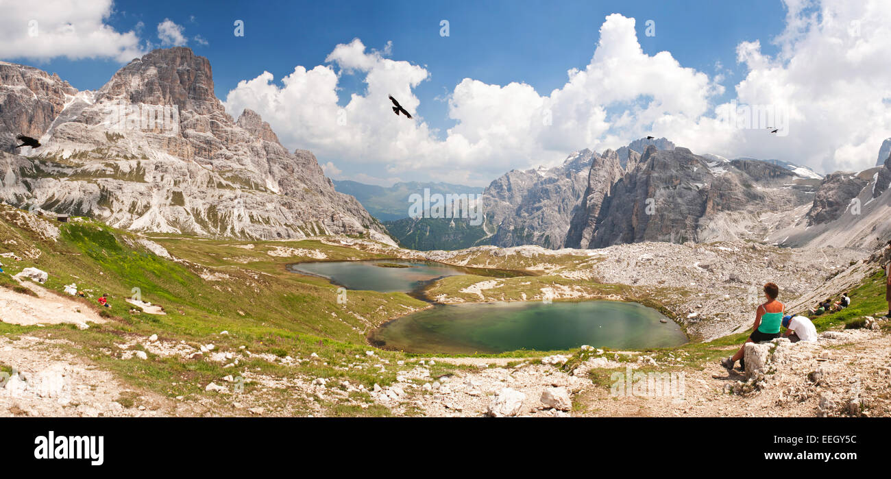 The Lake del Piani - near Tre Cime di Lavaredo - Italy - Dolomite Stock Photo
