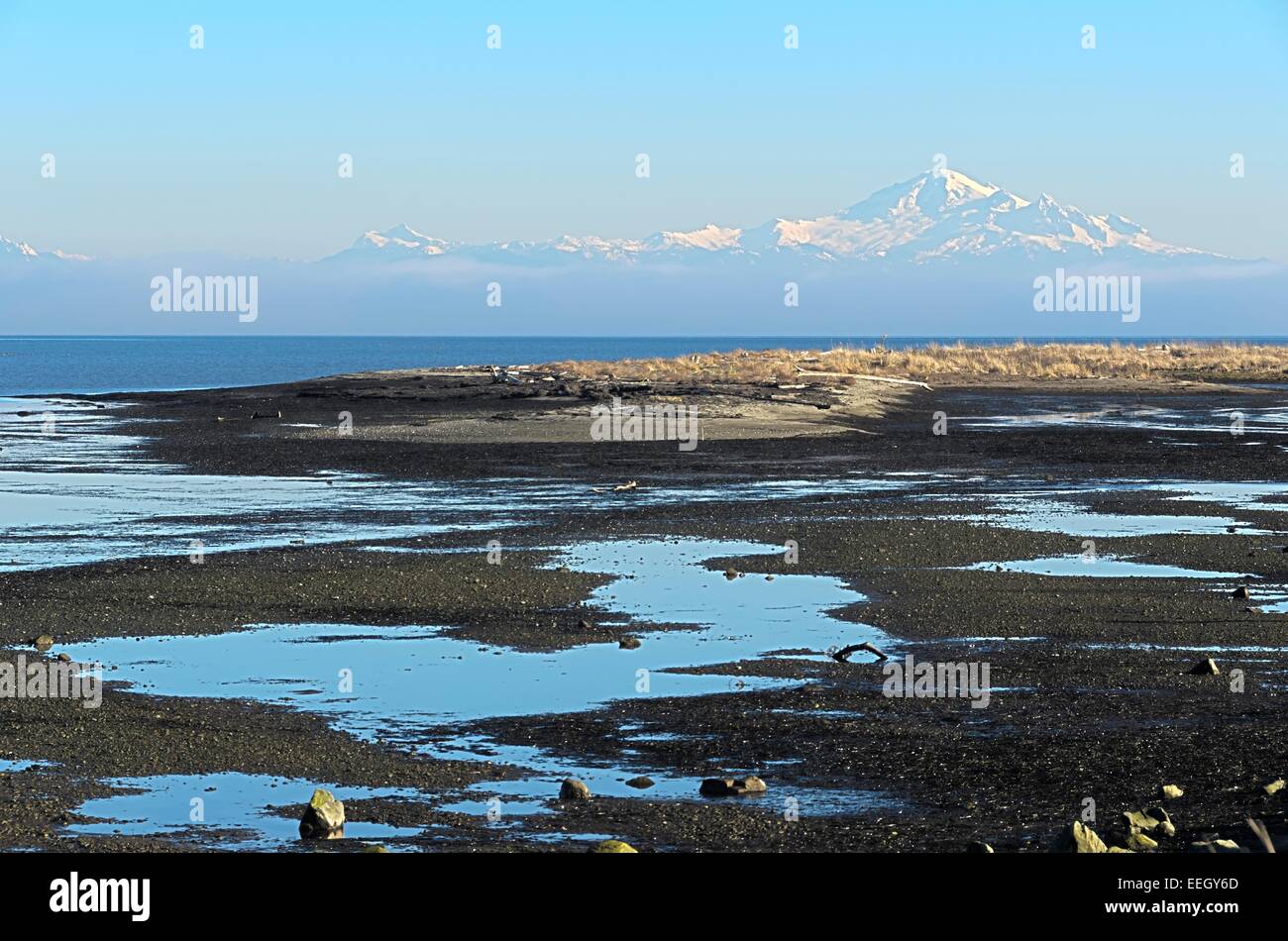 View of Mount Baker from Boundary Bay, British Columbia, Canada. Mount
