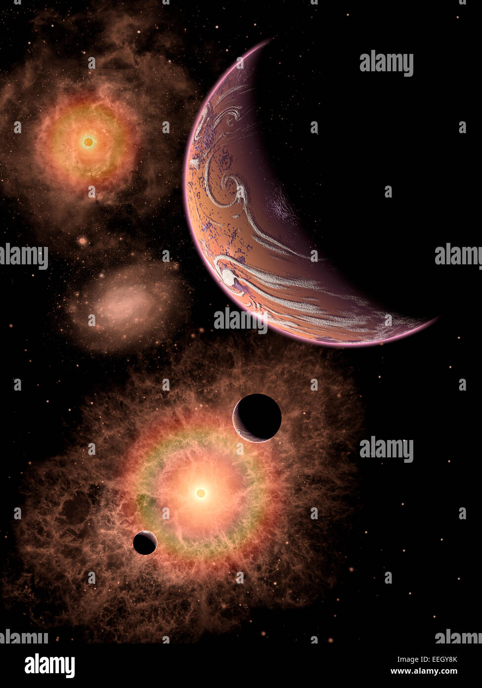 Alien Solar System Stock Photo