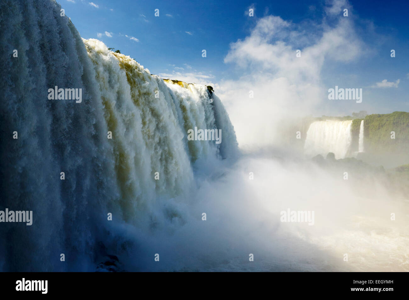 water flowing over iguazu falls brazilian side iguacu national park parana brazil Stock Photo