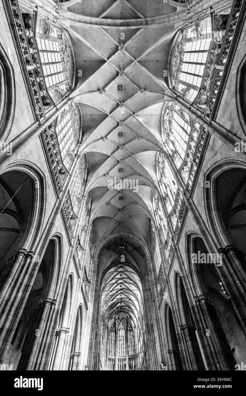 Interior of the Metropolitan Cathedral of Saints Vitus, Wenceslaus and Adalbert. Stock Photo