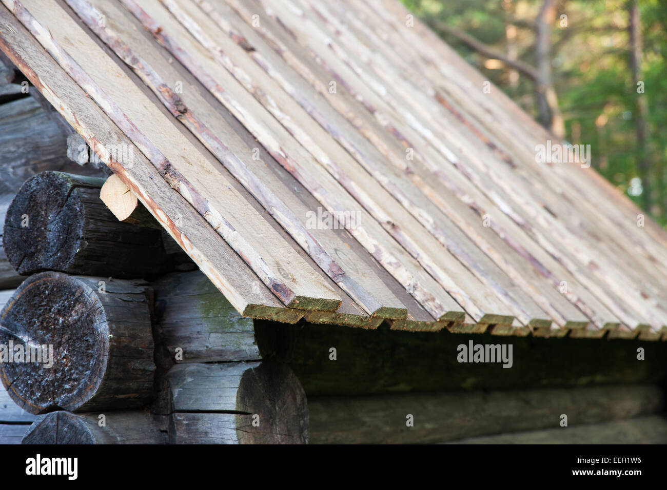 Plank Wood Roof Construction Below View Details Of A Plank Roof Stock Photo 77821330 Alamy