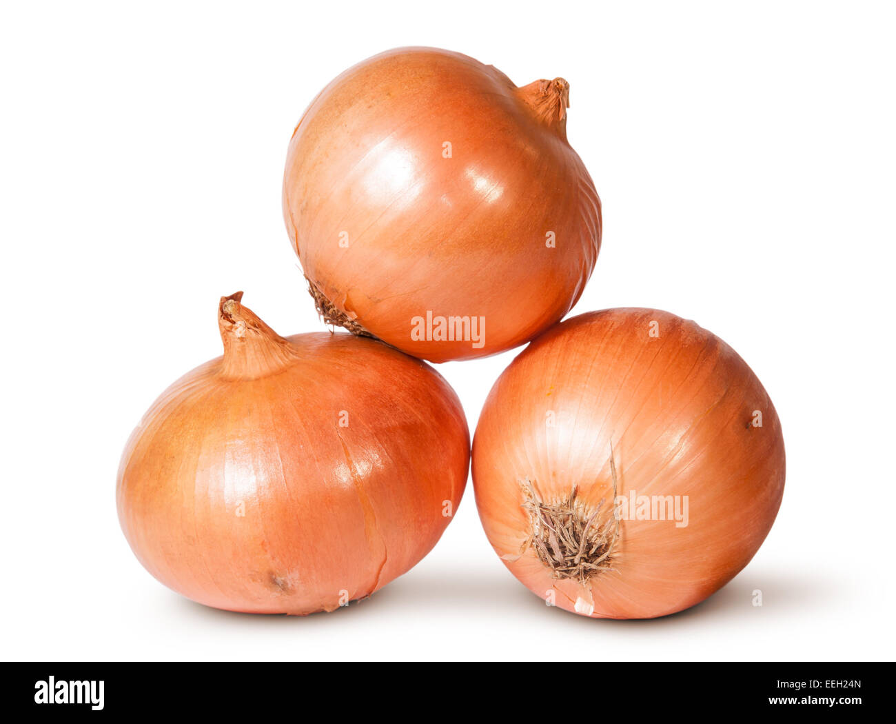 Fresh Golden Onions Isolated On White Background Stock Photo