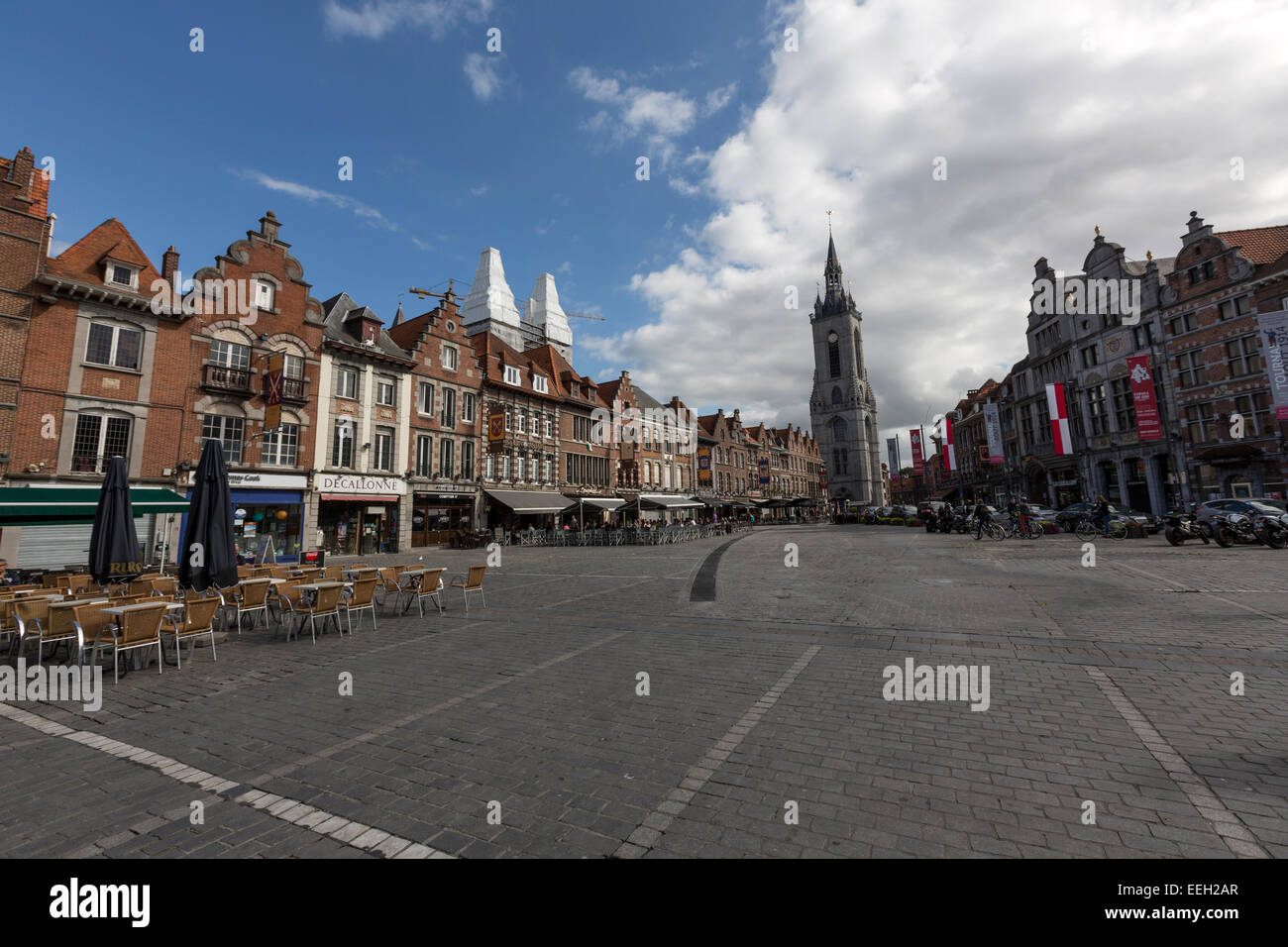 Grand Place and Belfry of Tournai Stock Photo