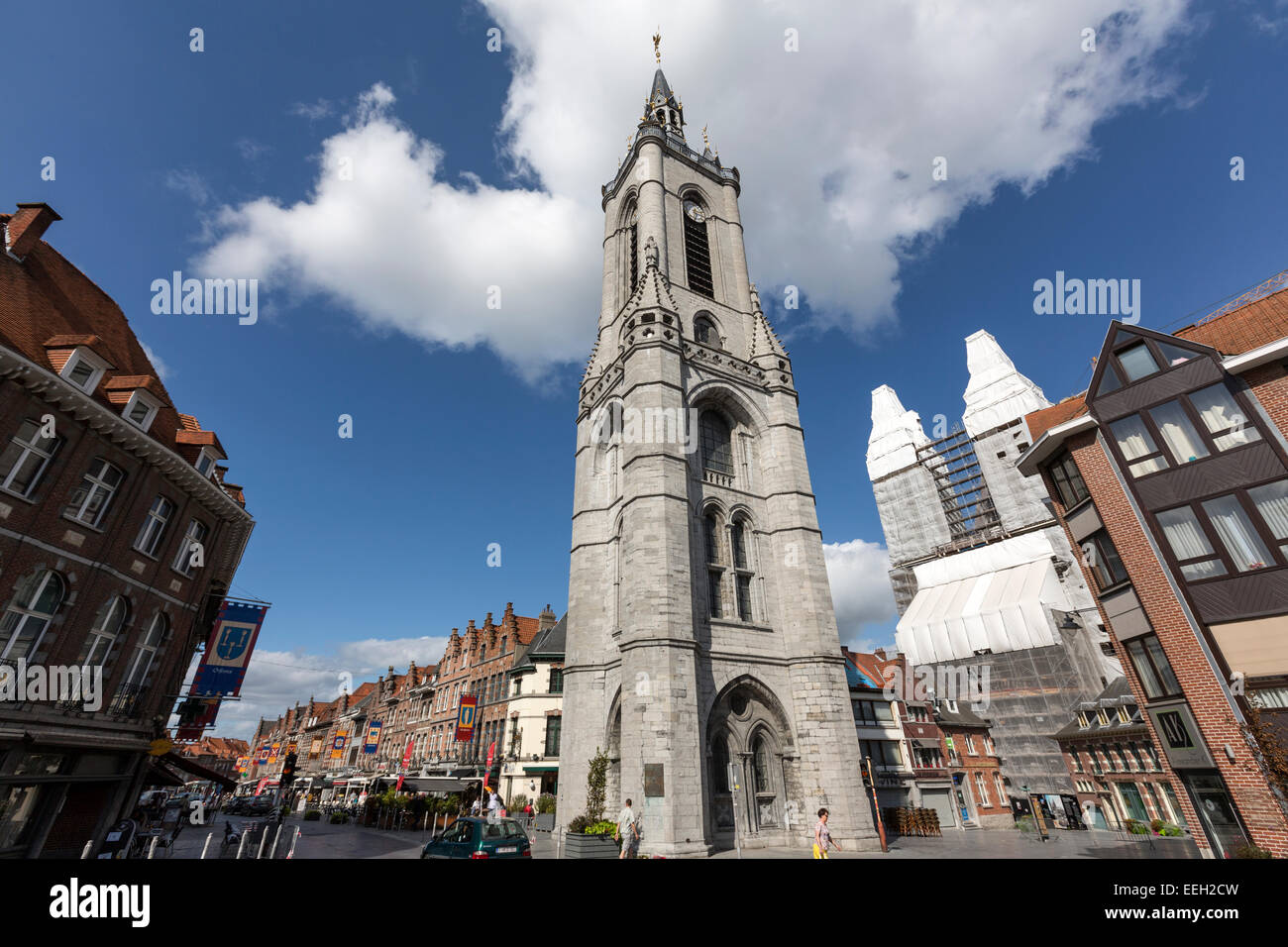 Belfry of Tournai and The cathedral of Notre Dame de Tournai Stock Photo