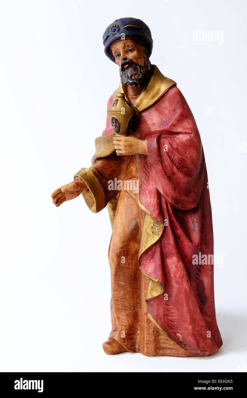 Individual elements of the Catholic Christian crib isolated on white