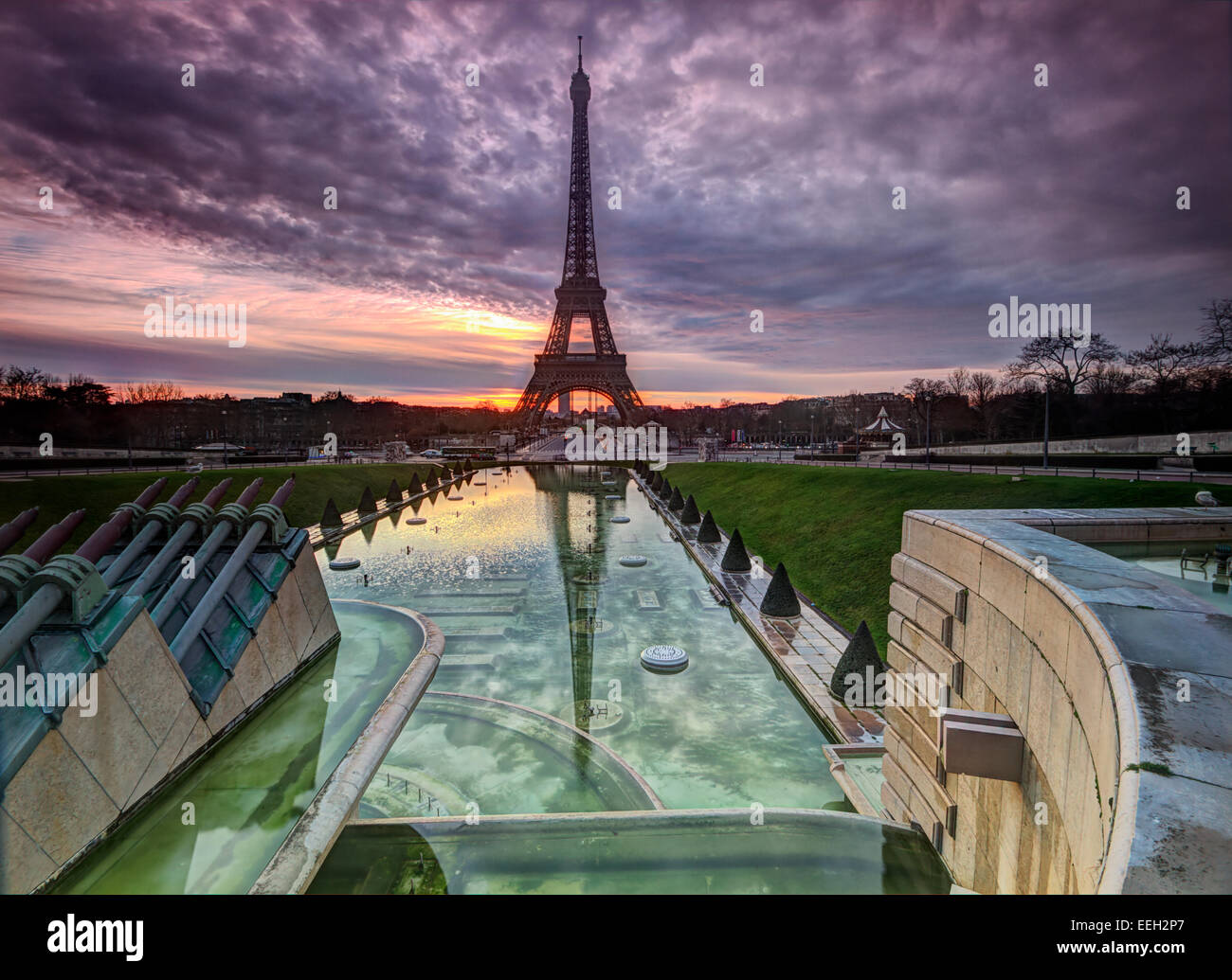 Eiffel Tower Sunrise Stock Photo