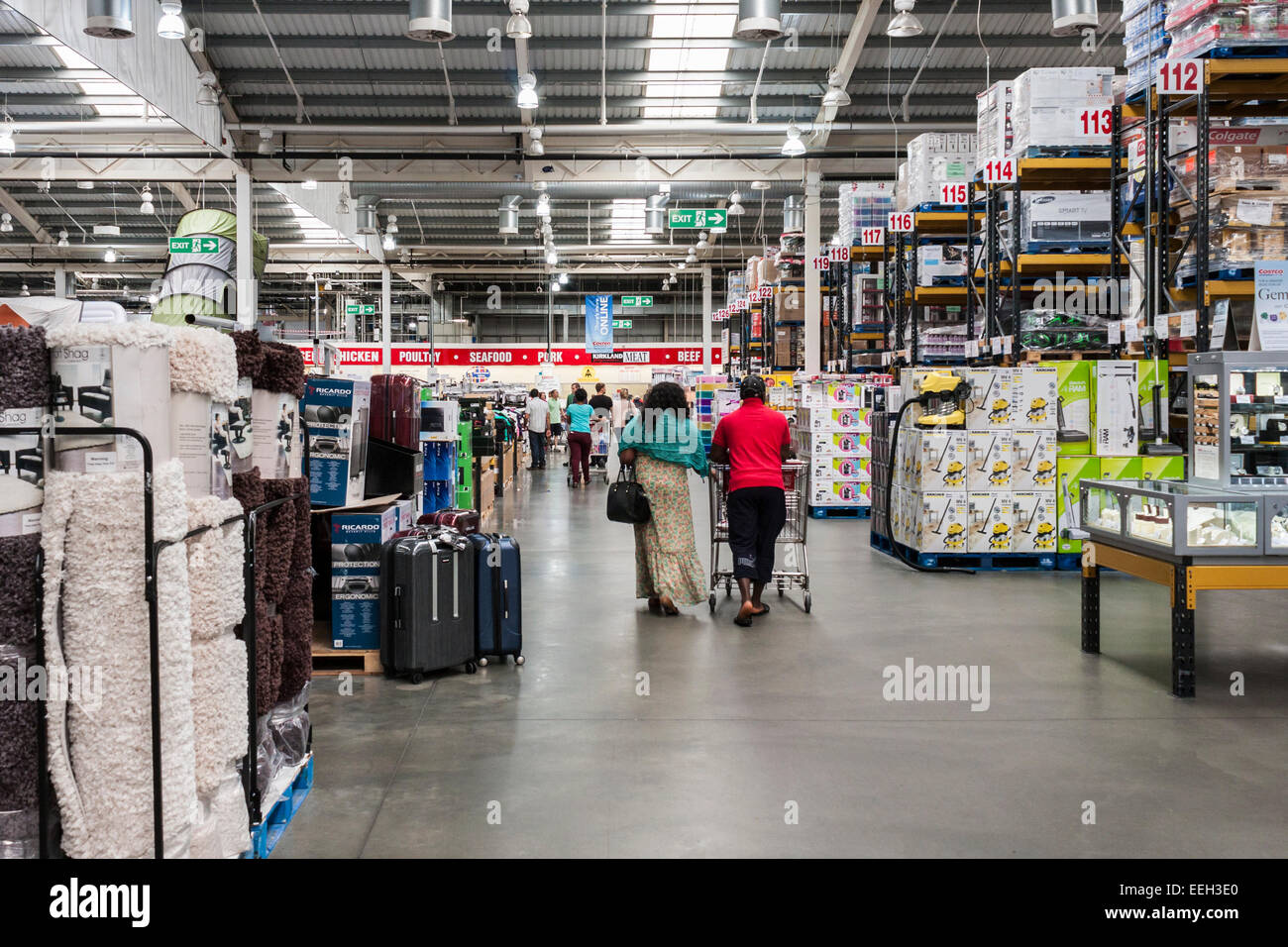 Interior of wholesale supermarket, Costco. Stock Photo