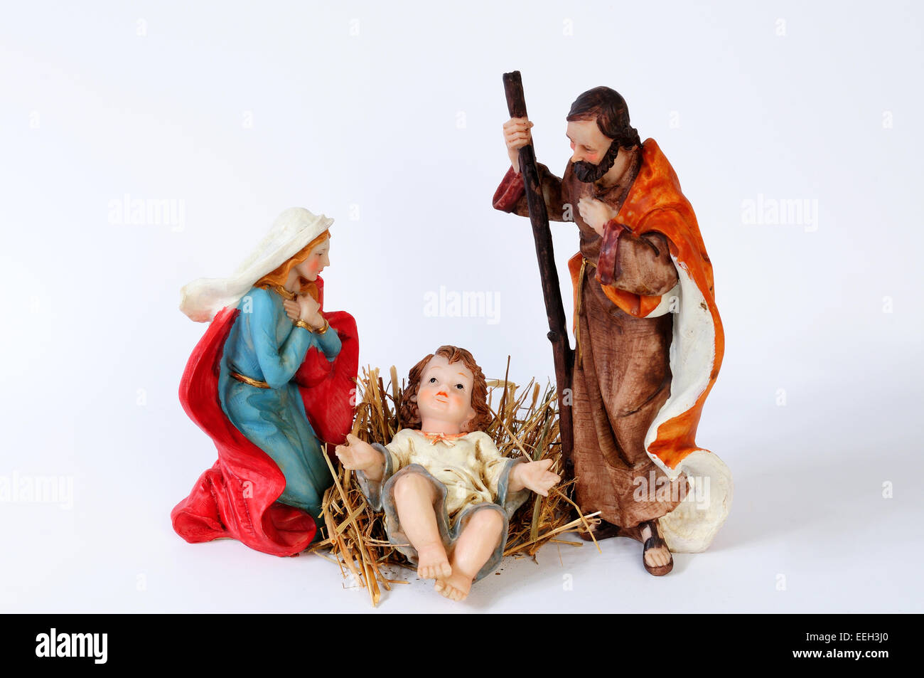 Elements of the Catholic Christian crib isolated on white background