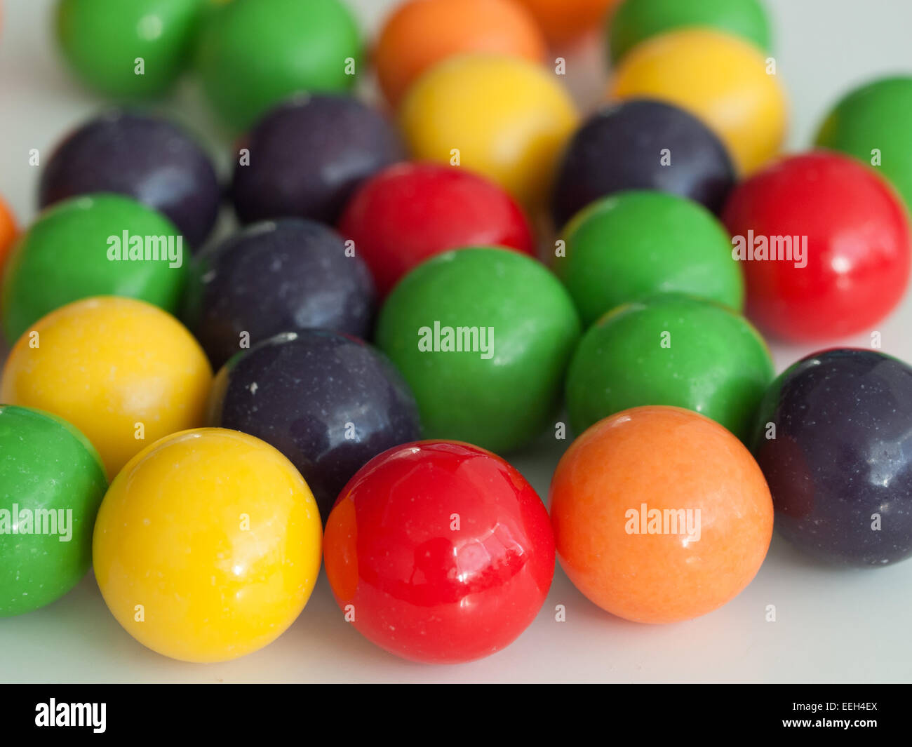 A closeup of Everlasting Gobstopper hard candy. Manufactured by the Willy Wonka Candy Company, a Nestlé brand. Stock Photo