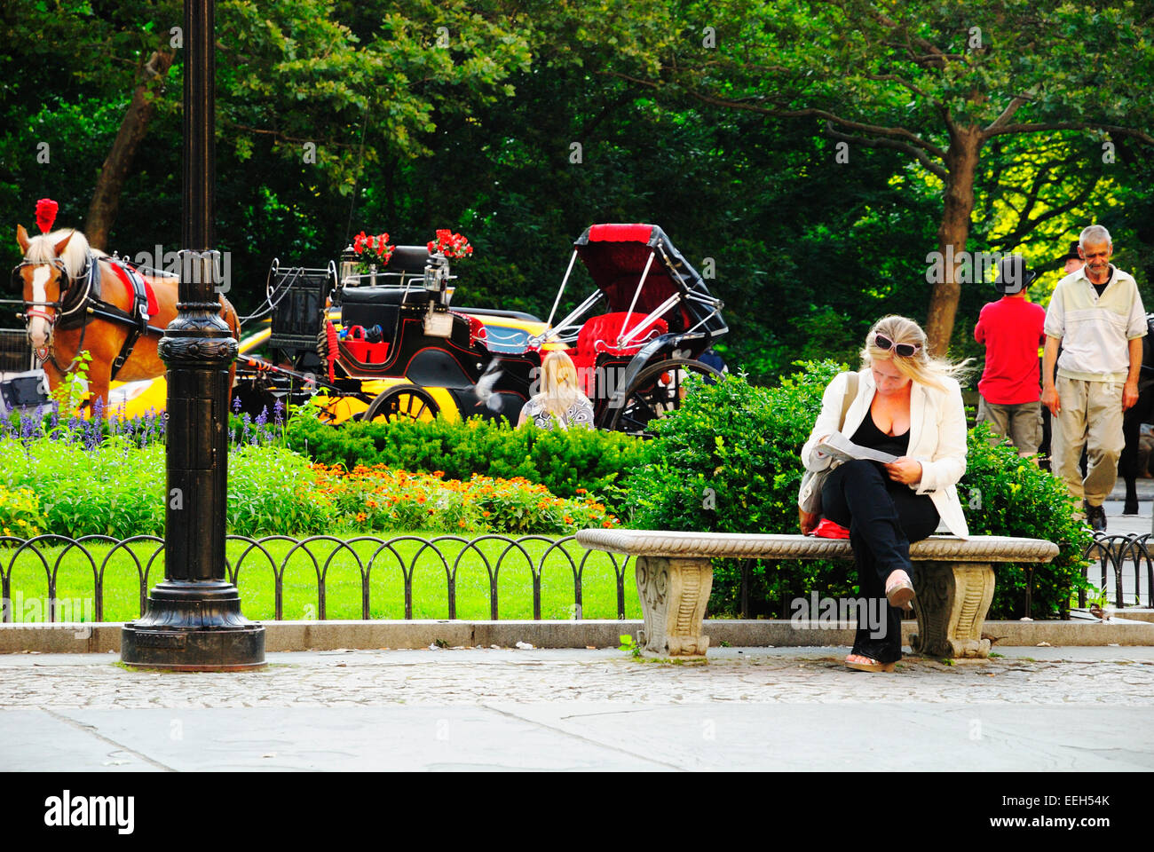 5 Av, corner of Central Park in New York City Stock Photo