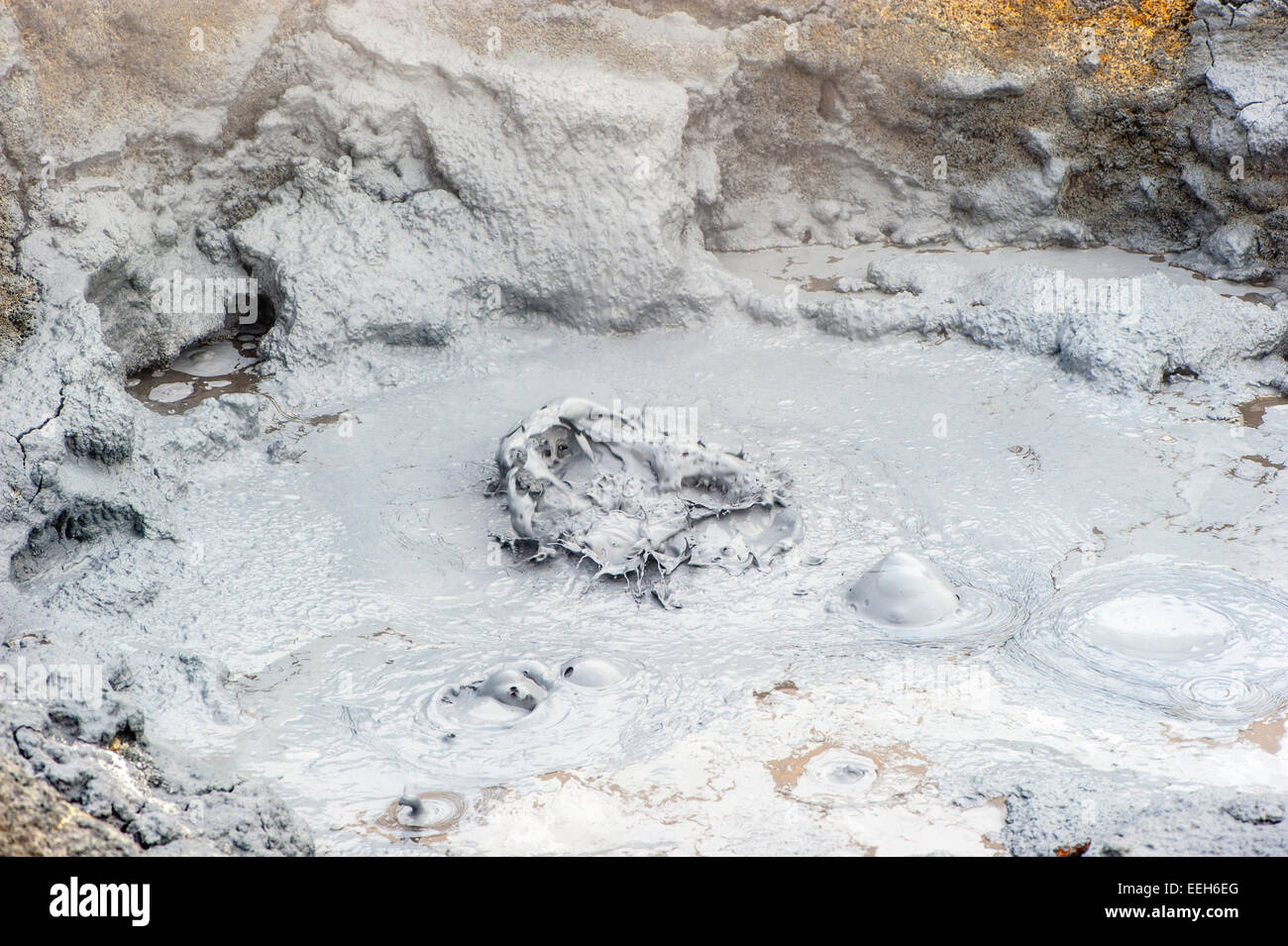 Boiling mud hole in northern Namafjall Iceland. Stock Photo