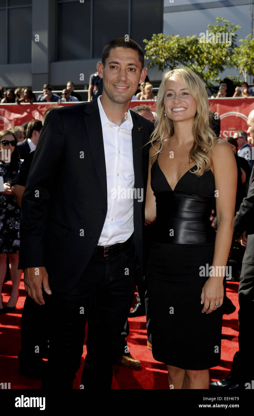 2014 ESPYS Awards - Arrivals  Featuring: Clint Dempsey,guest Where: Los Angeles, California, United States When: 17 Jul 2014 Stock Photo