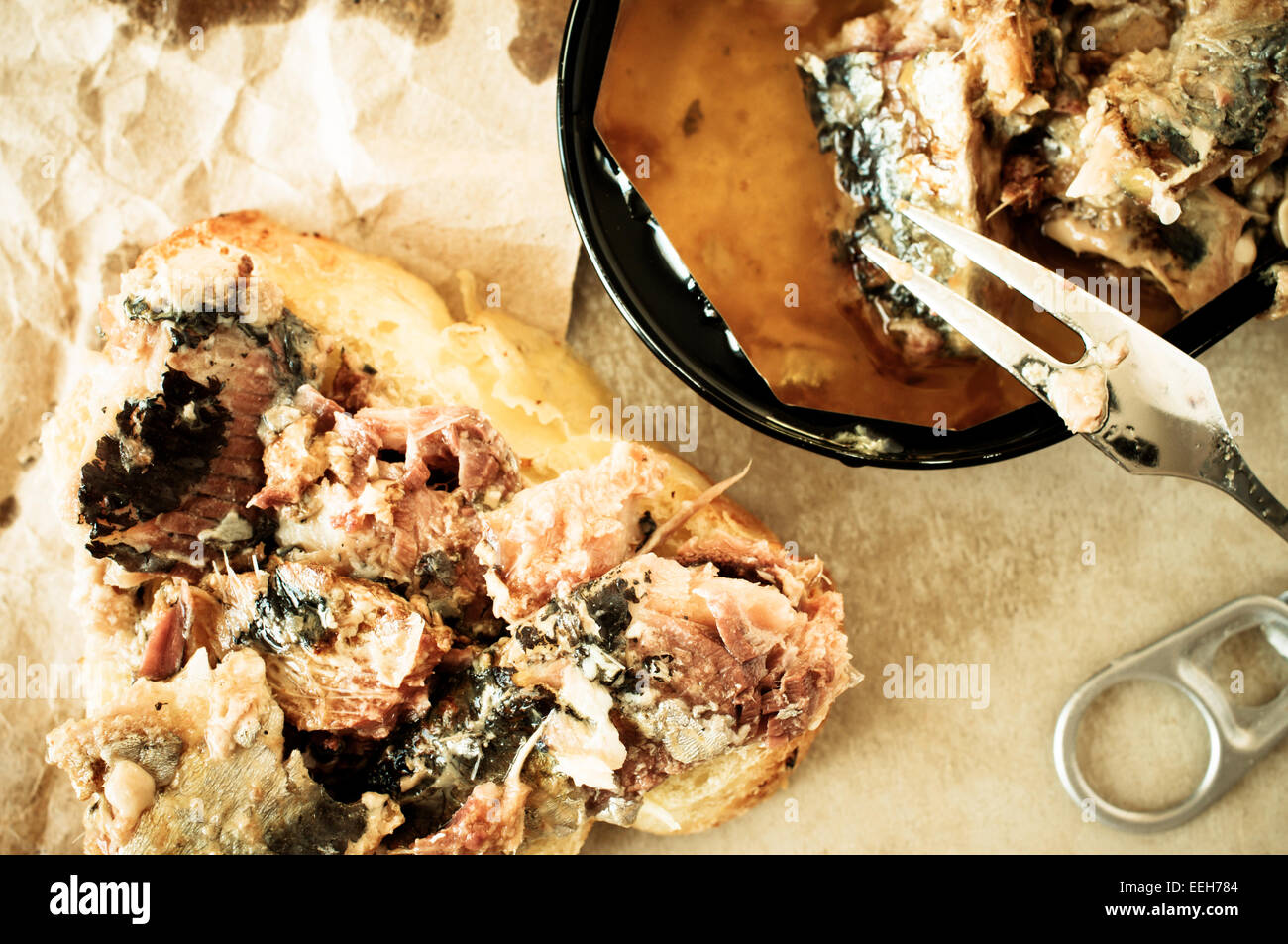 Sandwich with canned fish Stock Photo