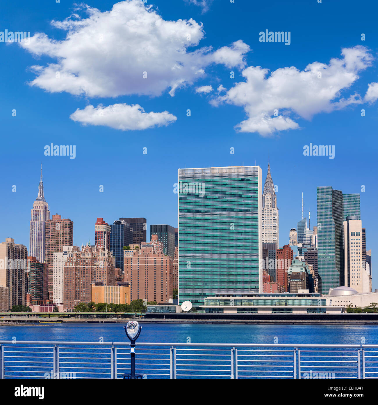 Manhattan New York sunny skyline East River NYC USA Stock Photo - Alamy
