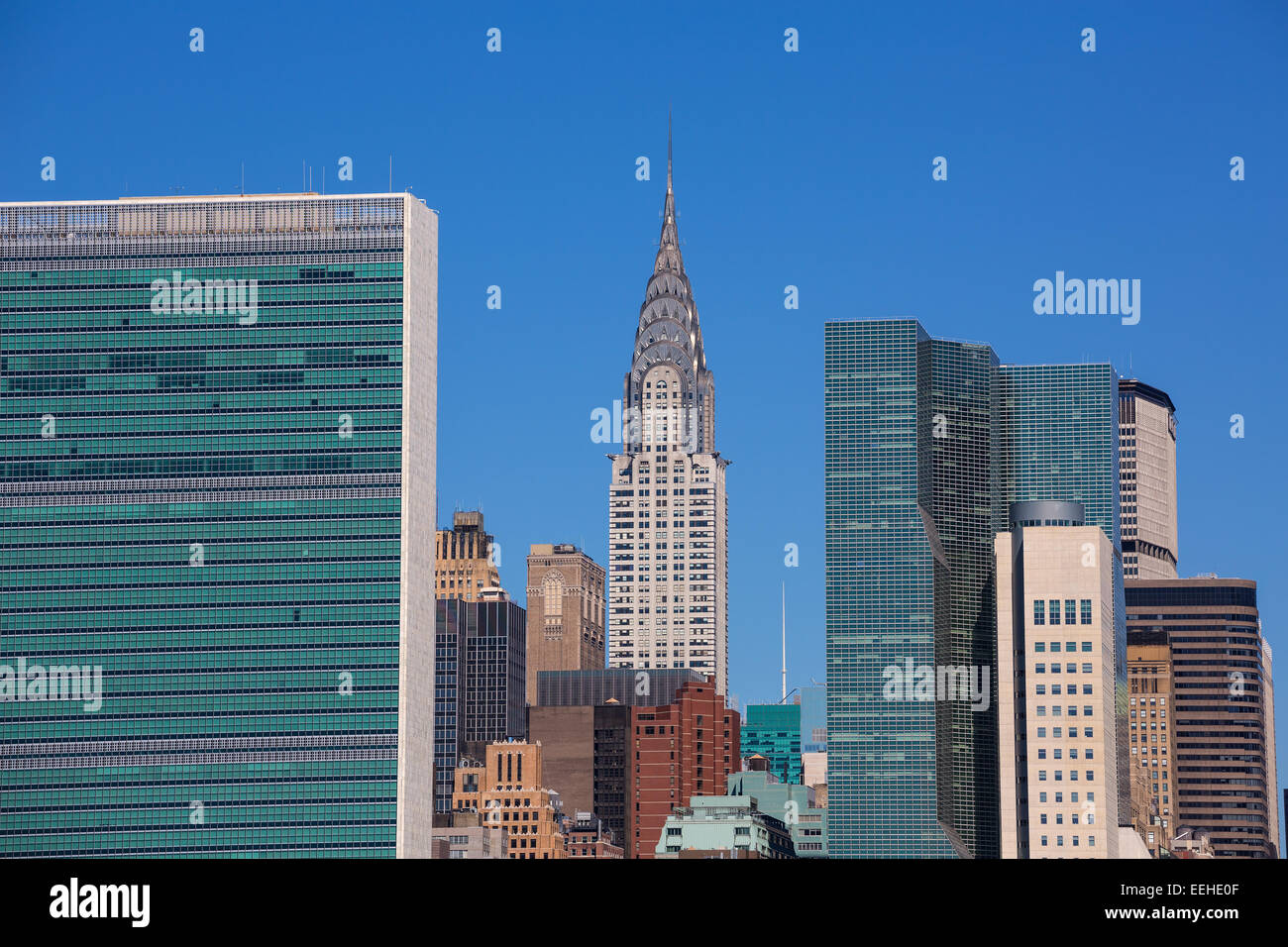Manhattan New York sunny skyline East River NYC USA Stock Photo - Alamy