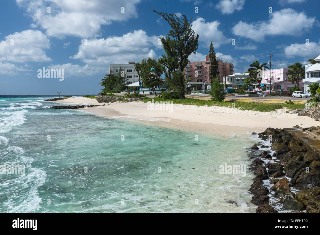 Beach front at Hasting Rocks on the south coast of the Caribbean island ...