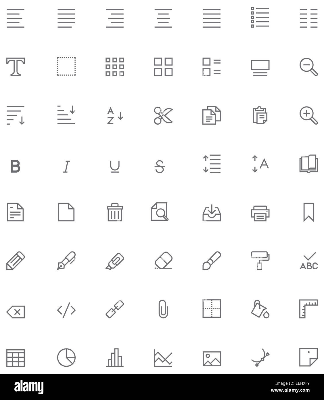 Text editing icon set Stock Photo