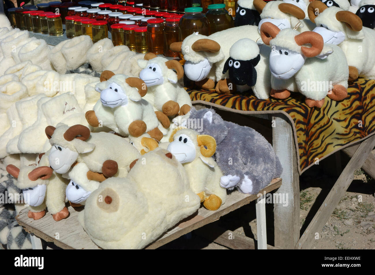 Tatar souvenir market on the way to Ai-Petri, Crimea, Russia Stock Photo