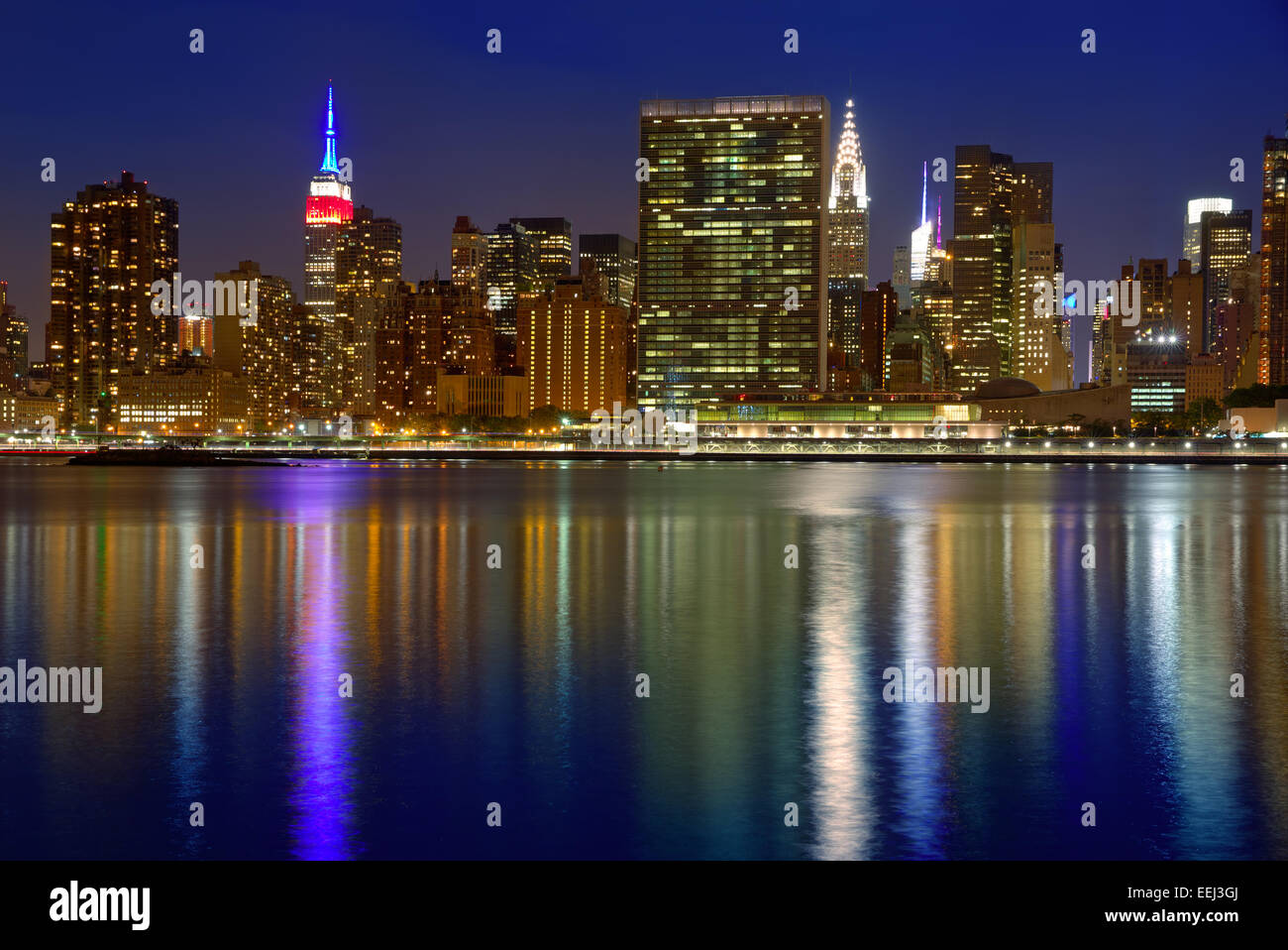 Manhattan New York skyline at sunset dusk from East River NYC USA Stock ...