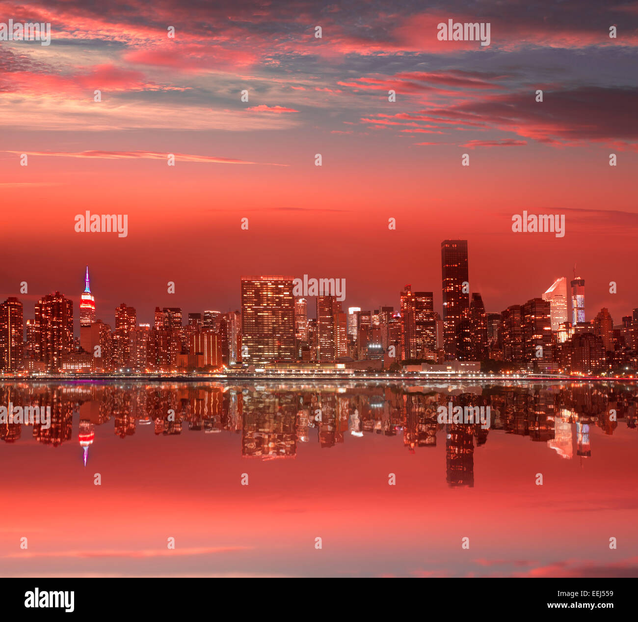 Manhattan New York skyline at sunset dusk from East River NYC USA Stock ...