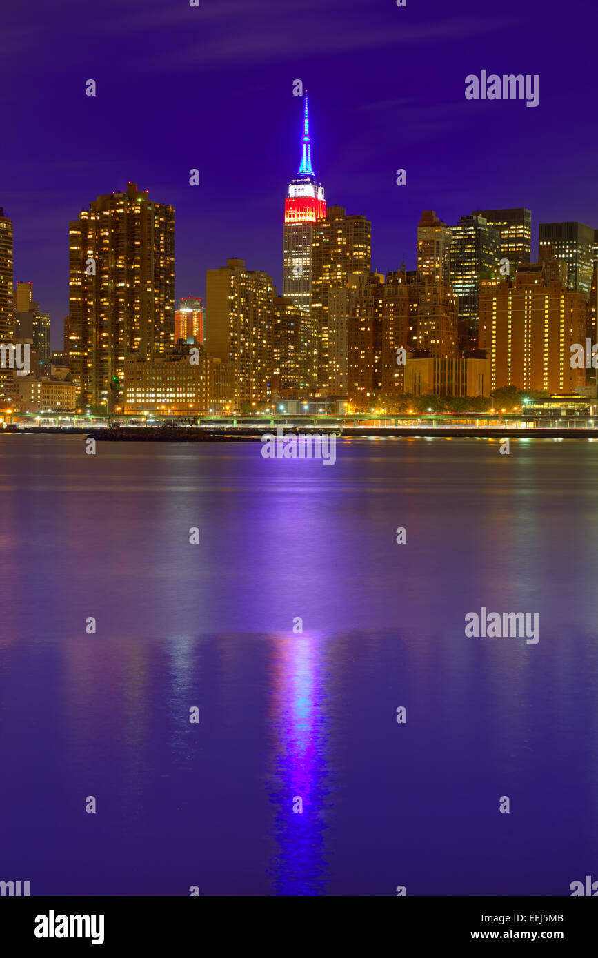 Manhattan New York skyline at sunset dusk from East River NYC USA Stock ...