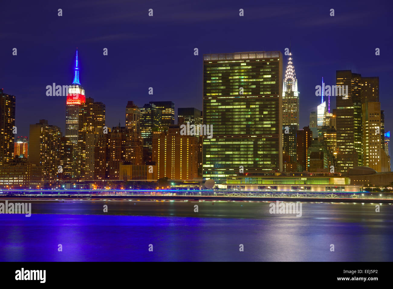 Manhattan New York skyline at sunset dusk from East River NYC USA Stock ...