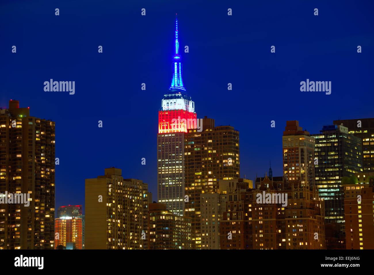 Manhattan New York skyline at sunset dusk from East NYC USA Stock Photo ...