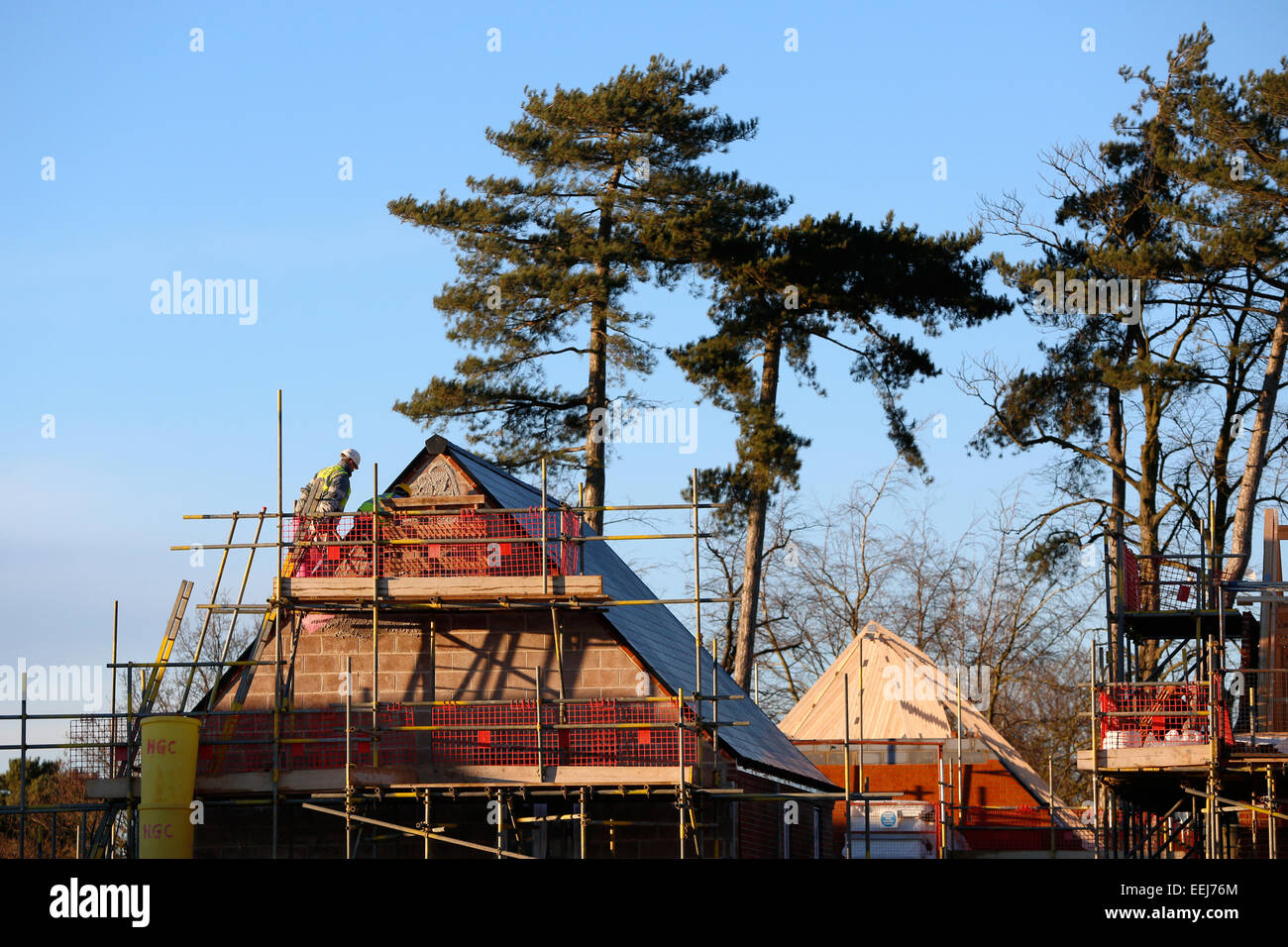 Houses are seen during construction during building a new residential