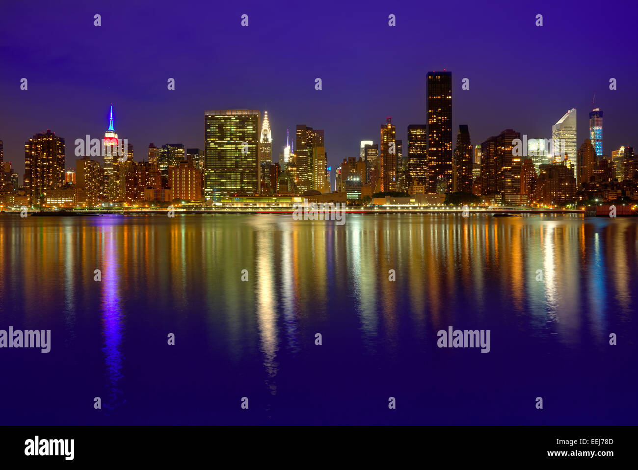 Manhattan New York skyline at sunset dusk from East River NYC USA Stock ...