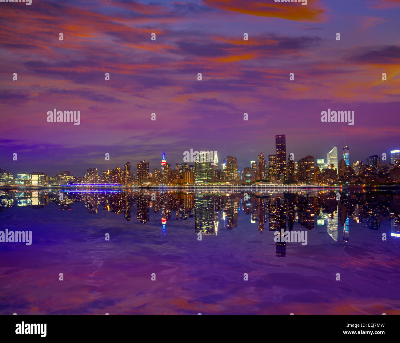 Manhattan New York skyline at sunset dusk from East River NYC USA Stock ...
