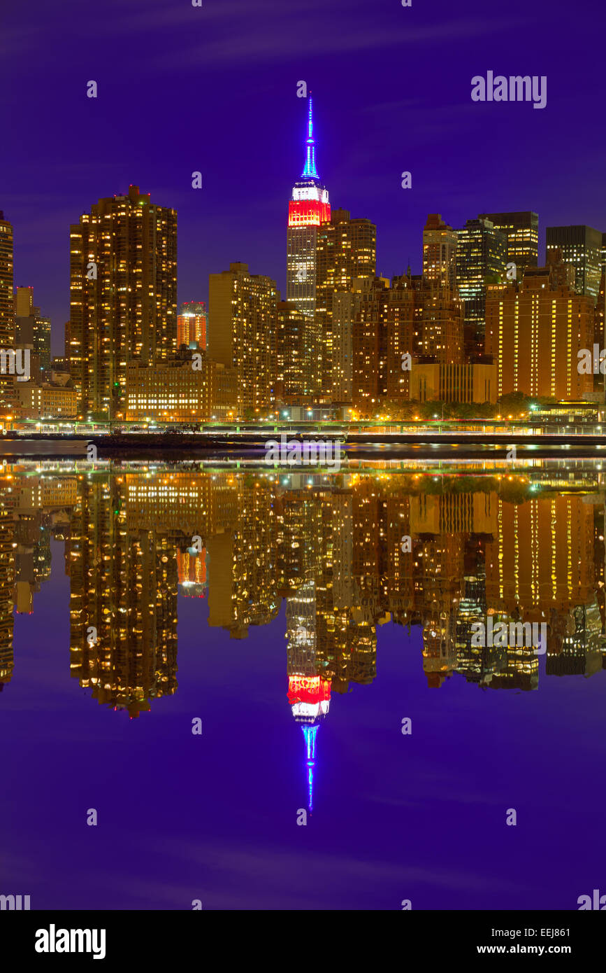 Manhattan New York skyline at sunset dusk from East River NYC USA Stock ...