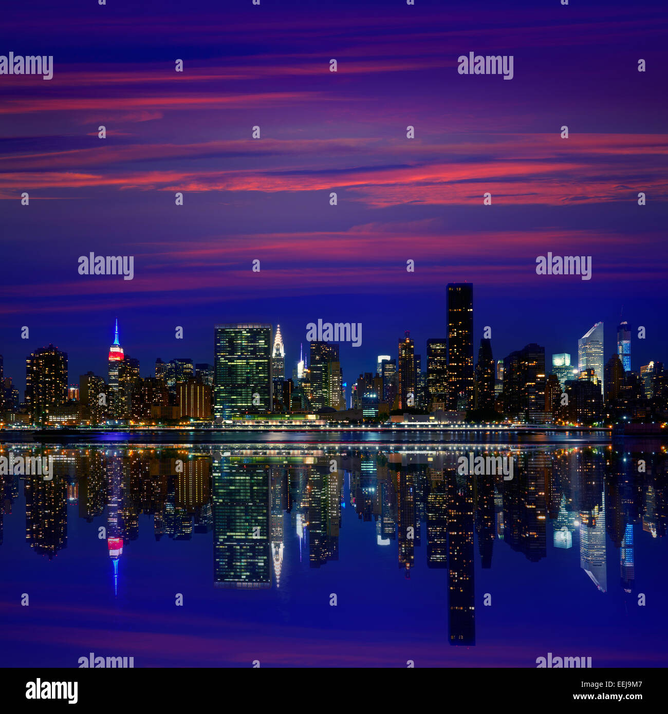 Manhattan New York skyline at sunset dusk from East River NYC USA Stock ...