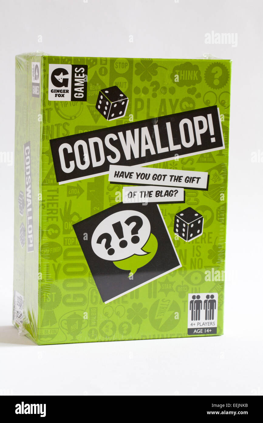 Codswallop have you got the gift of the blag game isolated on white background Stock Photo