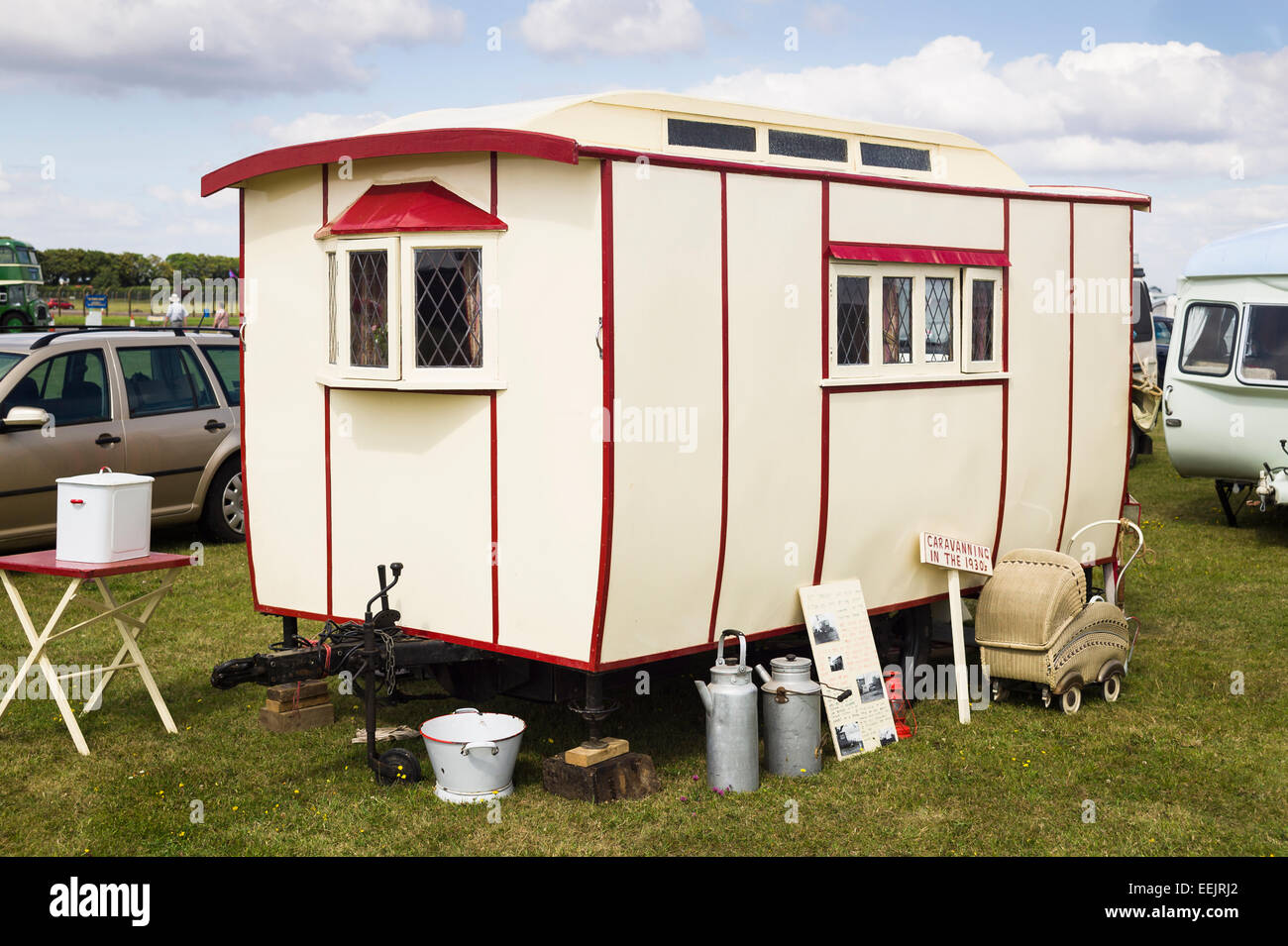 Old Eccles vintage caravan at an English show Stock Photo