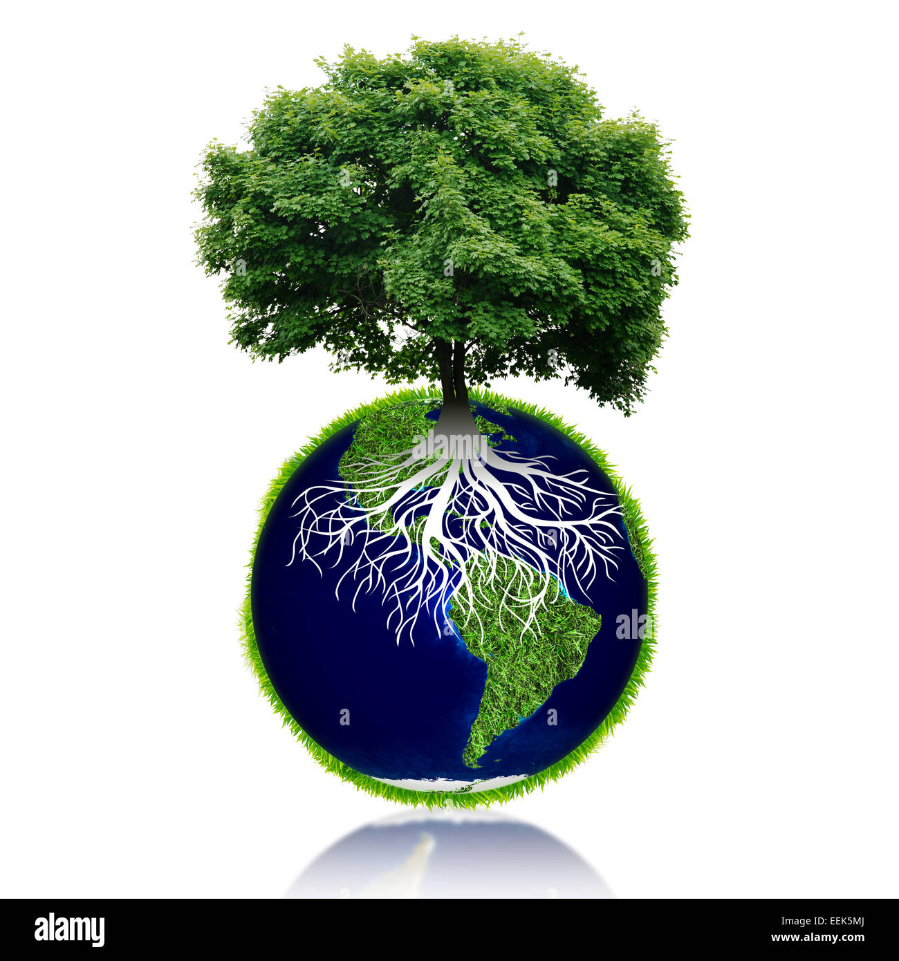 Small eco planet with tree and roots on it. Green Earth concept Stock ...