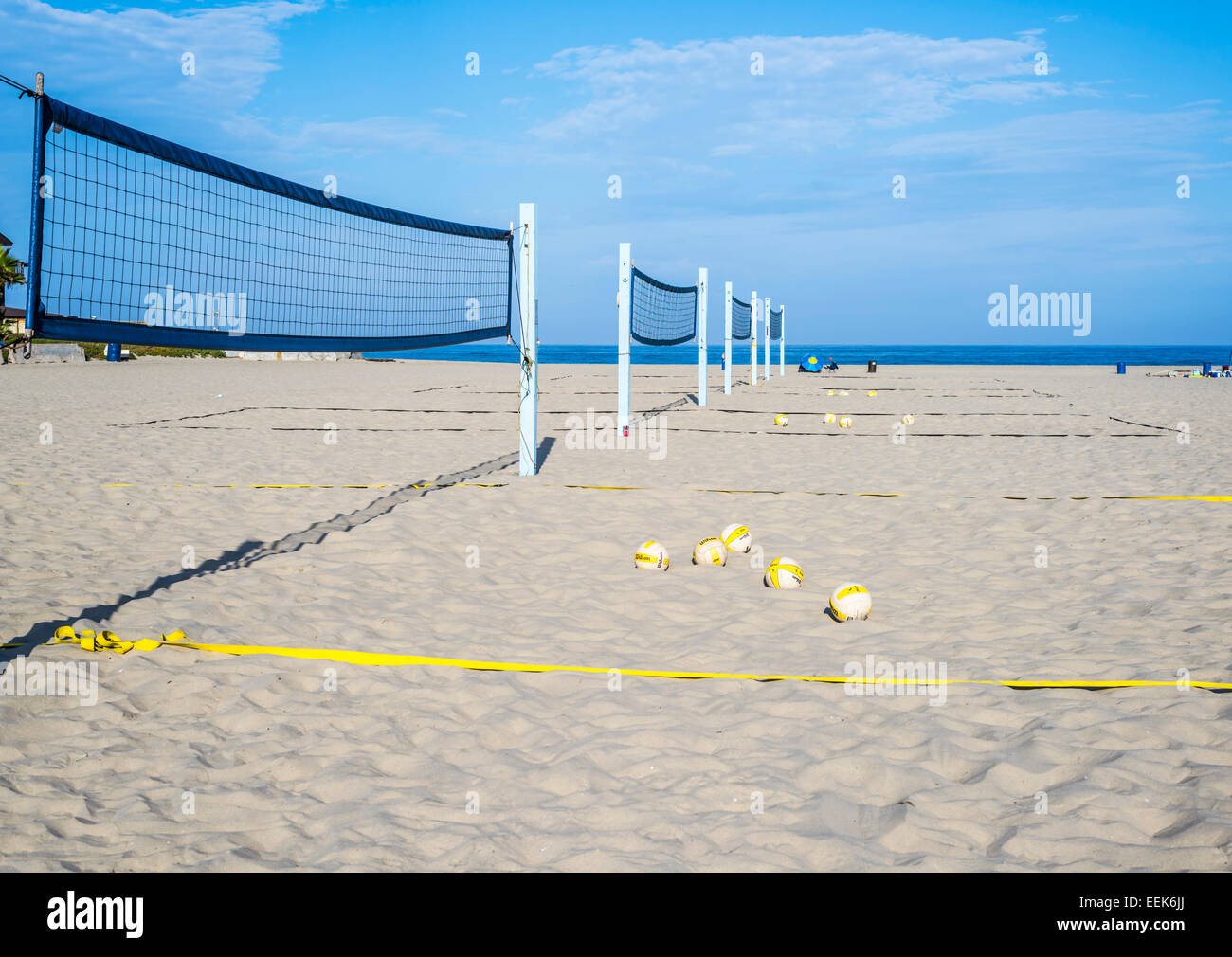 Beach volleyball courts. South Mission Beach, San Diego, California, United States. Stock Photo