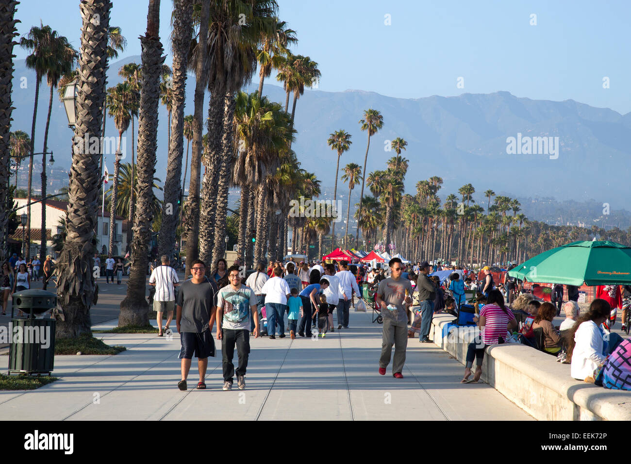 Santa Barbara boardwalk in California, USA on American Independence day Stock Photo