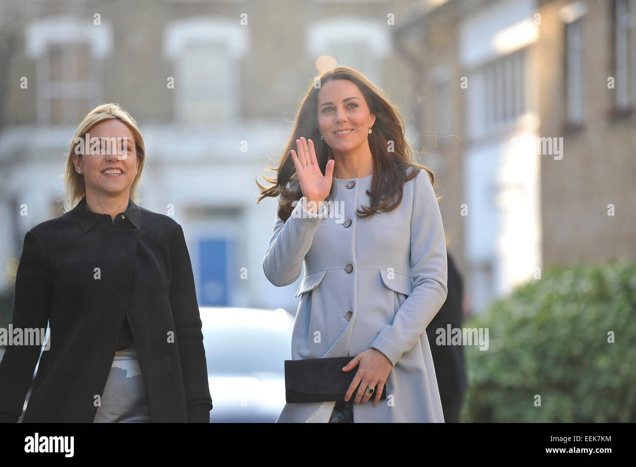 HRH Duchess of Cambridge, Kate Middleton, Family Friends royal visit at 73 St Charles Square, Kensington, London Stock Photo