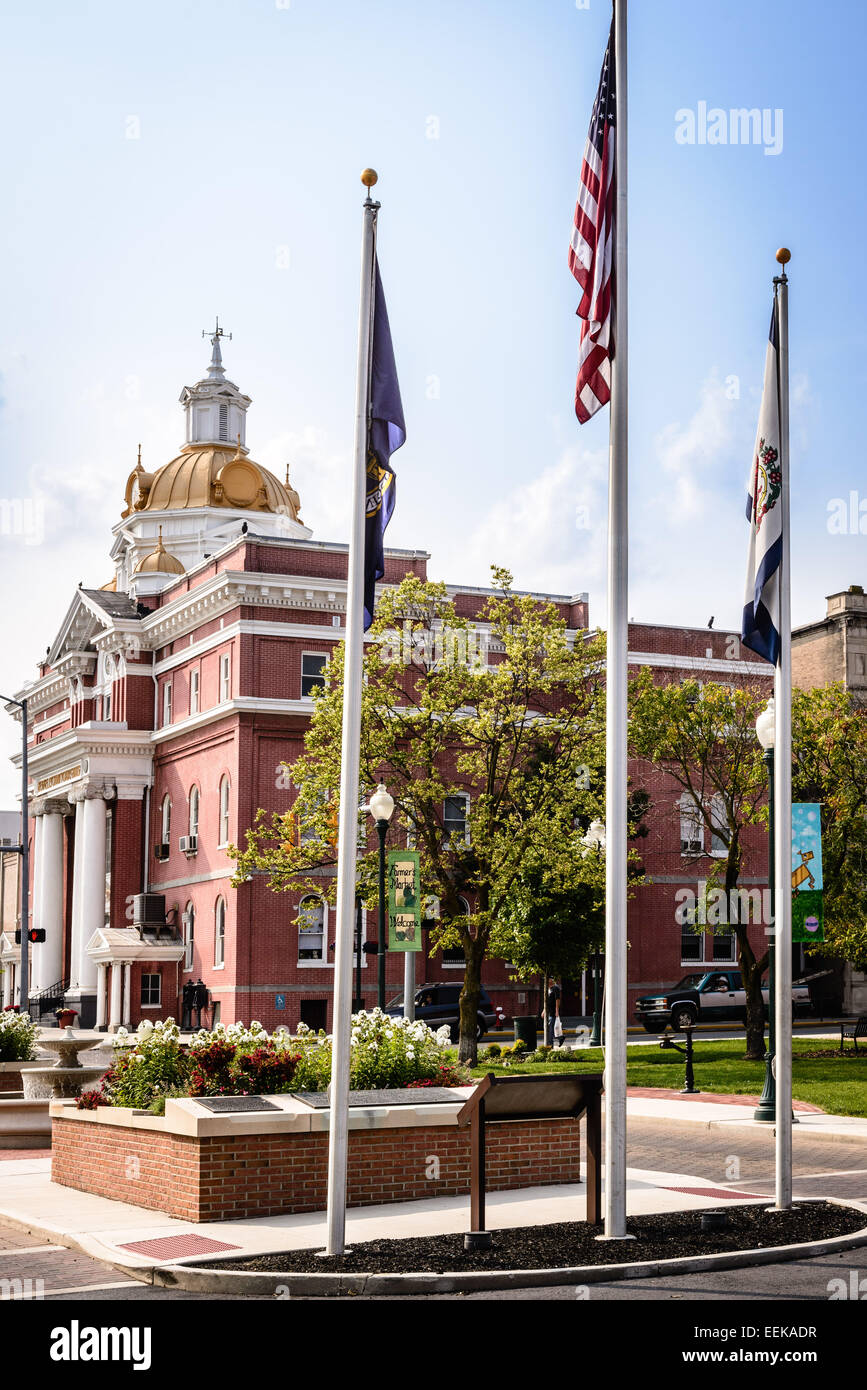 Town Square & County Courthouse, Martinsburg, West Virginia Stock Photo