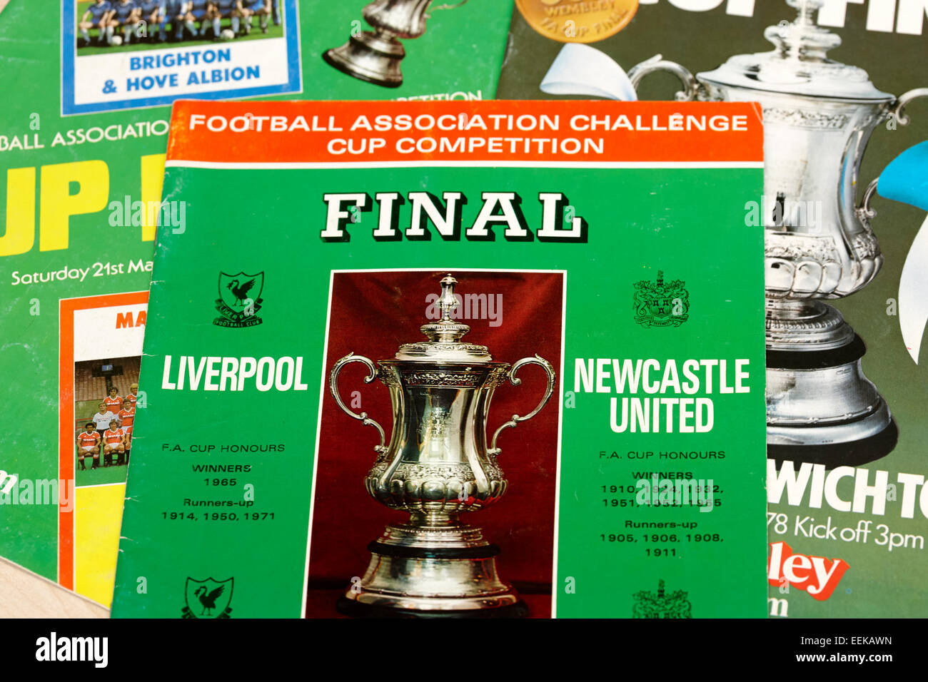 old historic vintage fa cup final football programmes Stock Photo