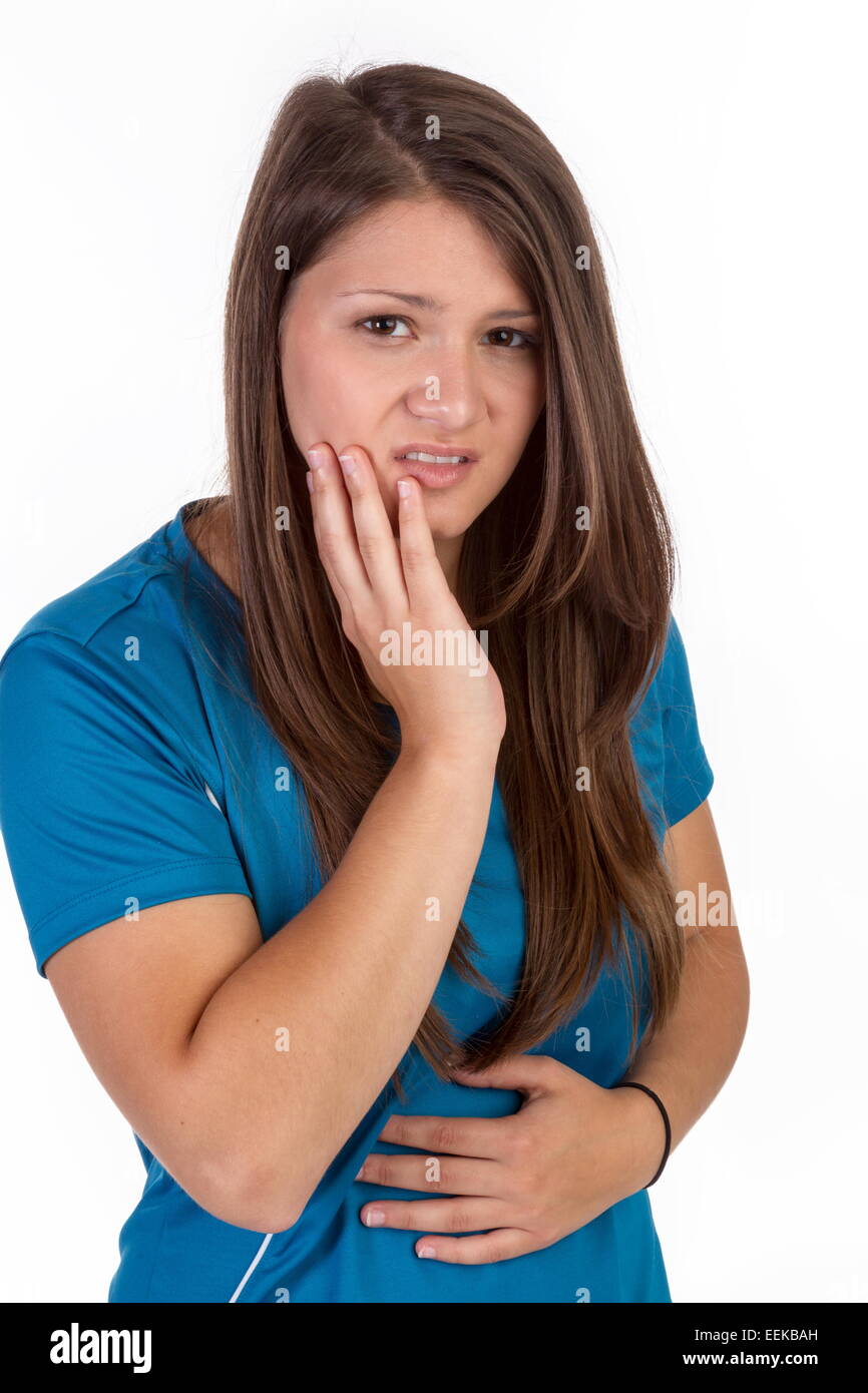 Junge Frau mit Zahnschmerzen, Young woman with toothache Stock Photo