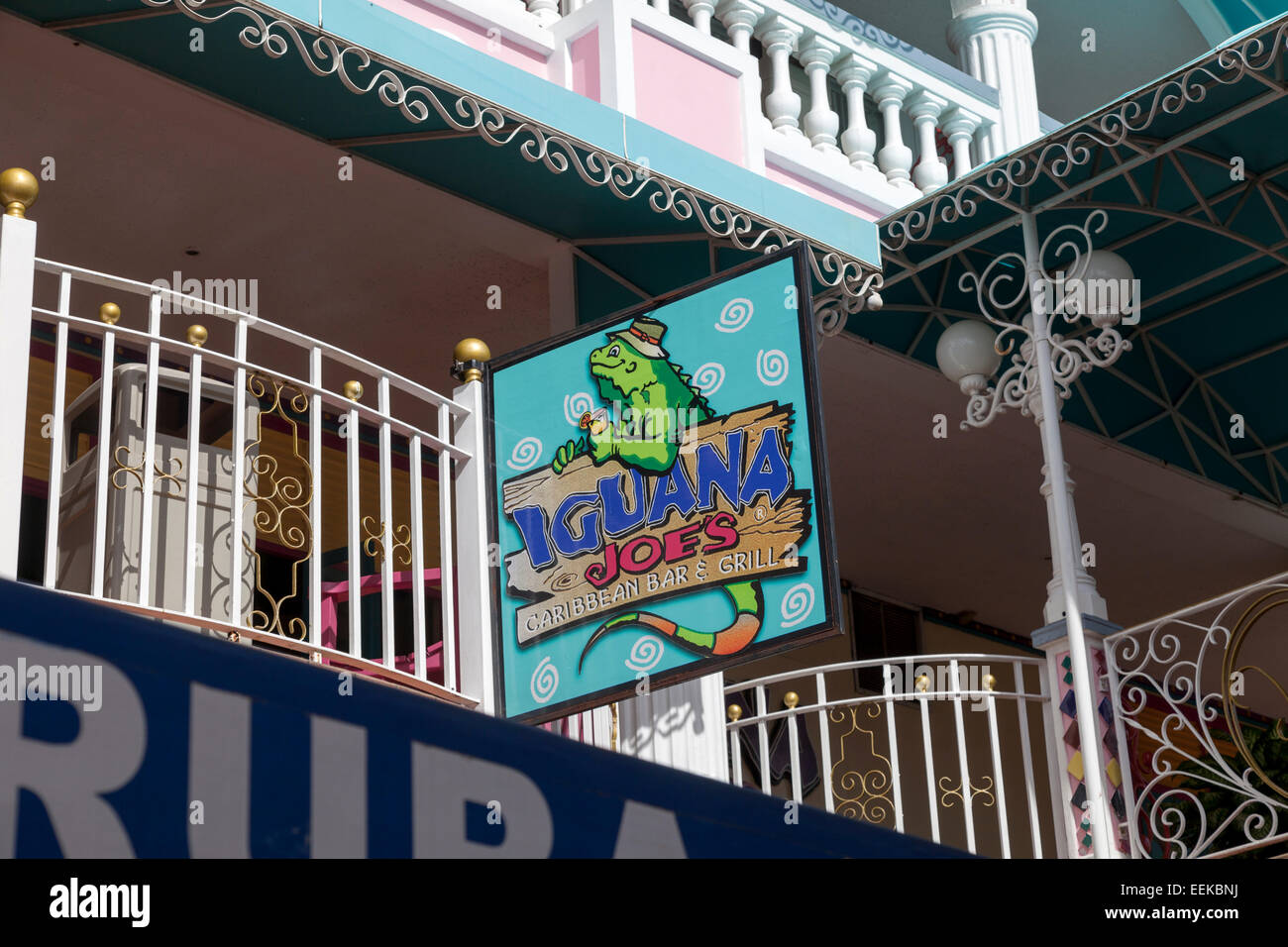Restaurant, Iguana Joe's on the island of Aruba in the Caribbean Stock