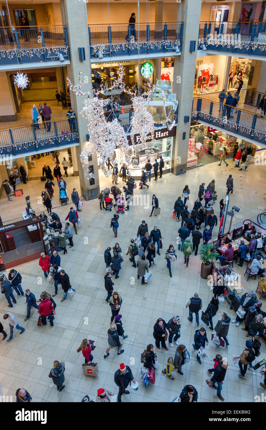 Grand Arcade shopping centre Christmas decorations. Cambridge, UK 2015 Stock Photo