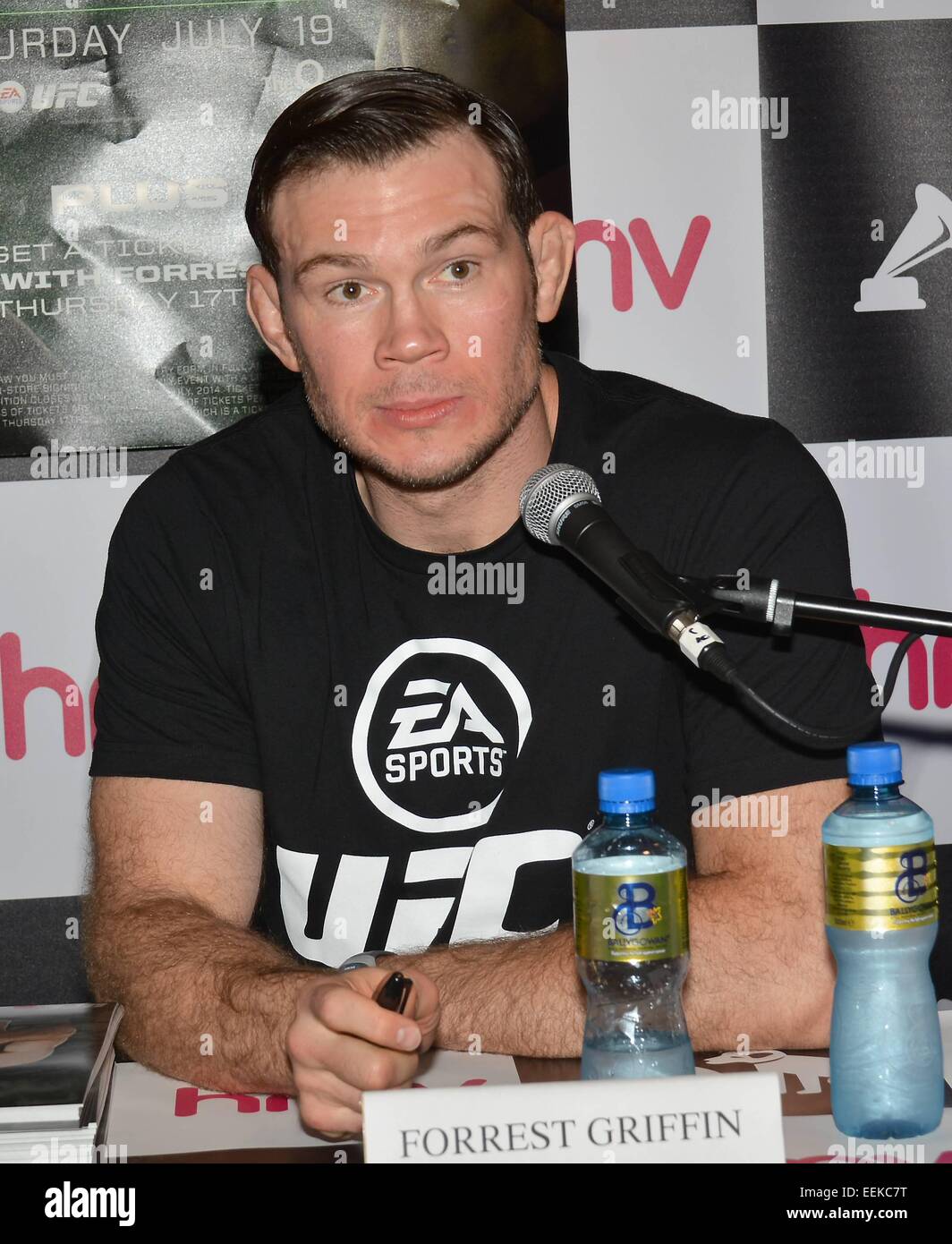 UFC fighters Cub Swanson & Forrest Griffin at a signing for fans at HMV Grafton Street, Dublin, Ireland - 17.07.14.  Featuring: Forrest Griffin Where: Dublin, Ireland When: 17 Jul 2014 Stock Photo