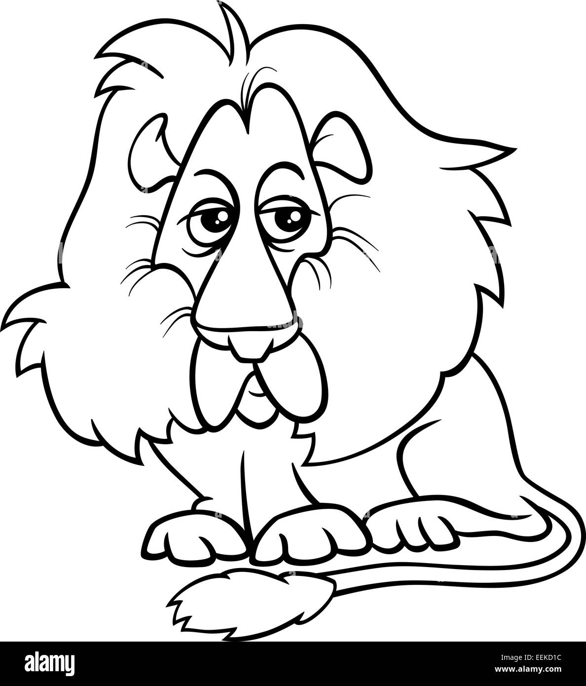 Black and White Cartoon Illustration of Funny Lion Wild Cat Animal for  Coloring Book Stock Photo - Alamy