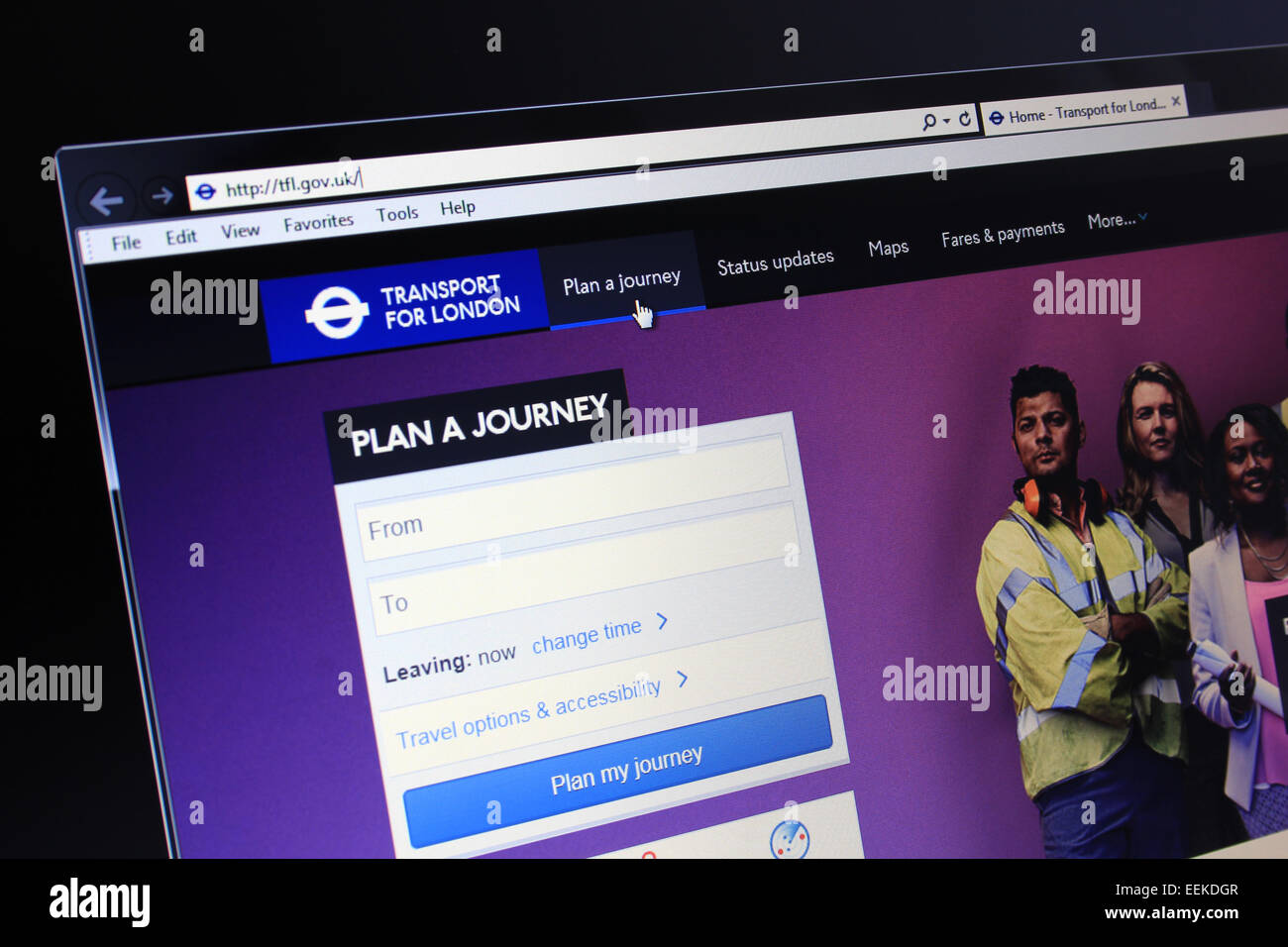 Transport for London TFL website Stock Photo
