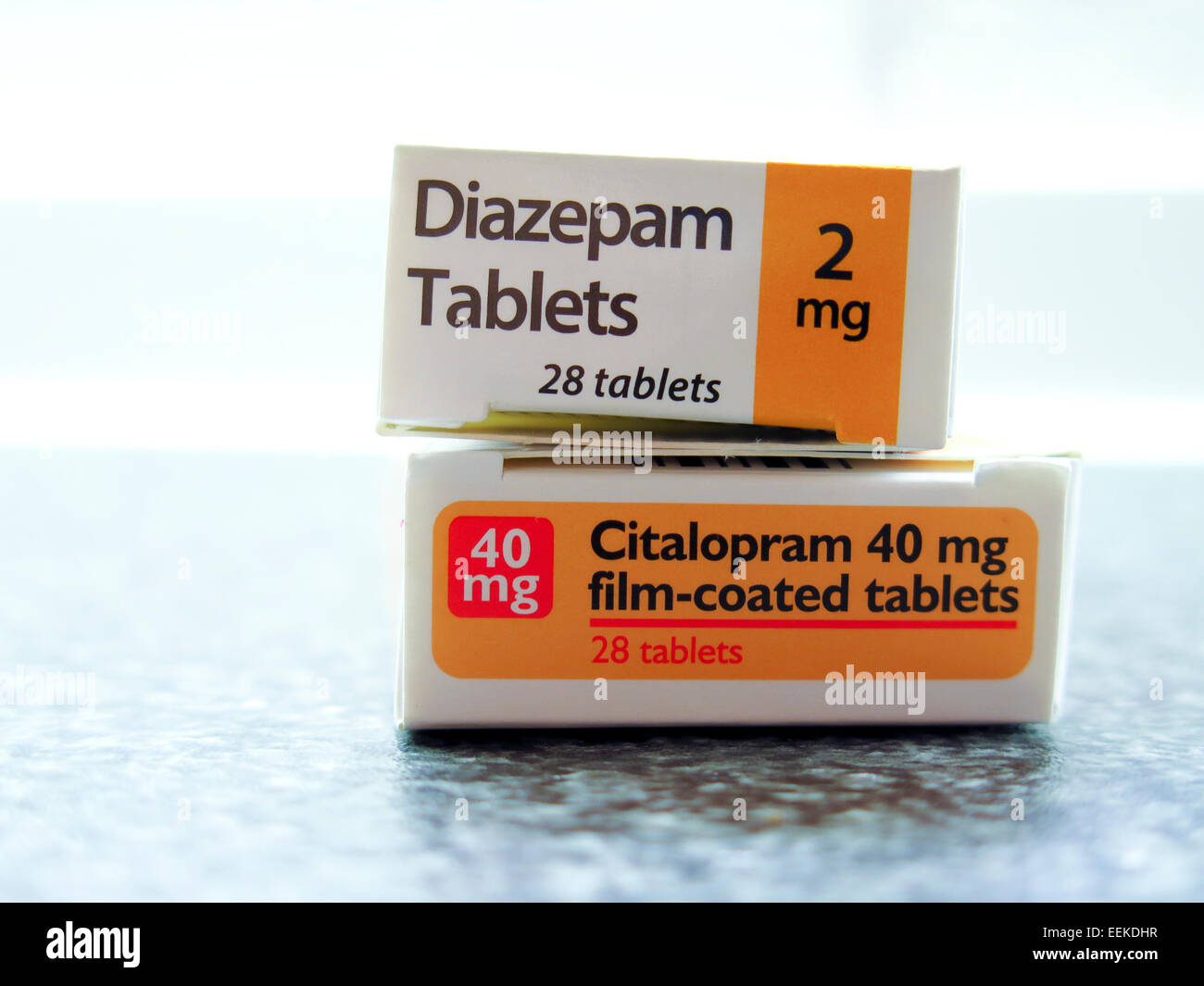Citalopram Diazepam anti-depressant tablets Stock Photo